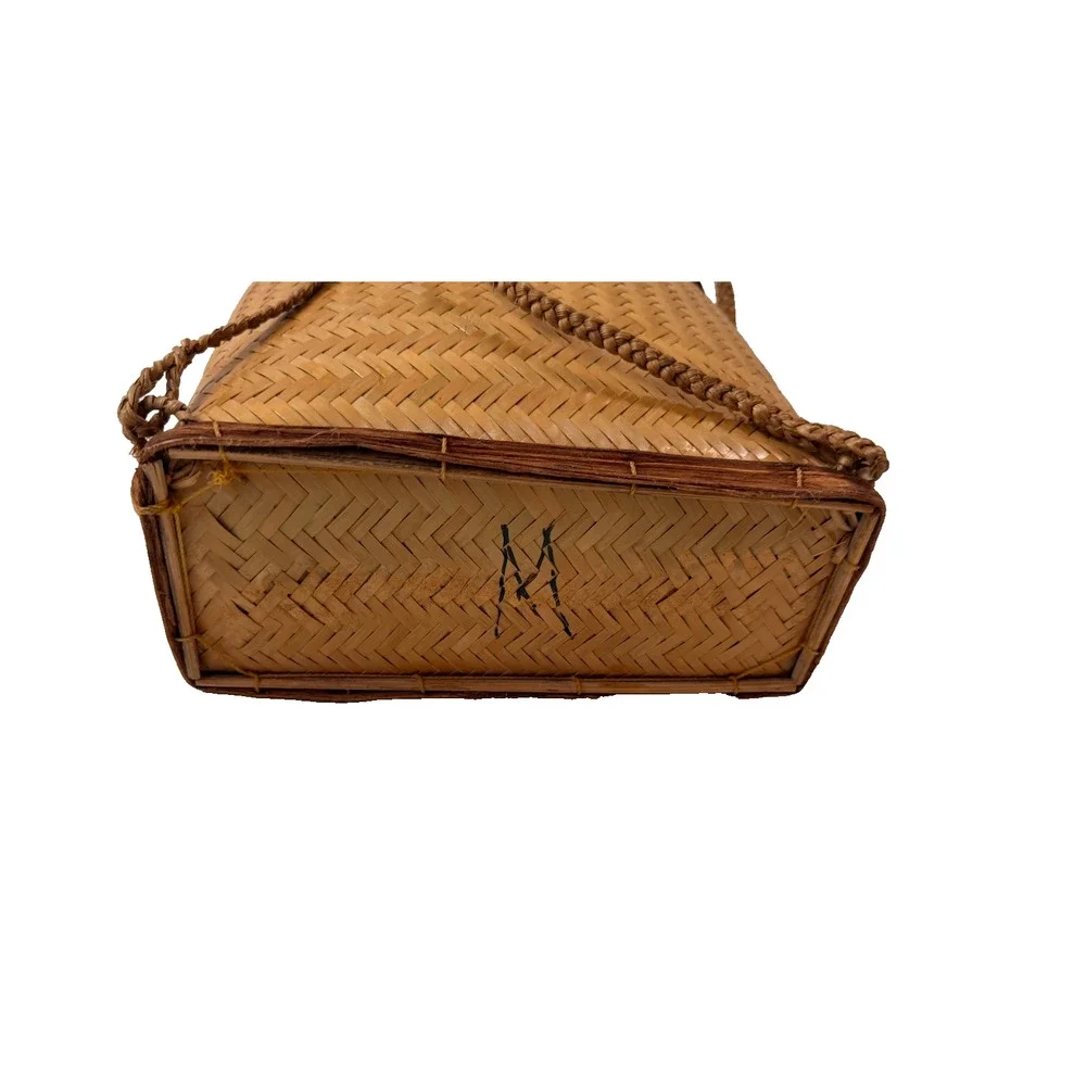 Vintage Filipino Pasiking Backpack Handwoven Bamboo Rattan Foraging Basket